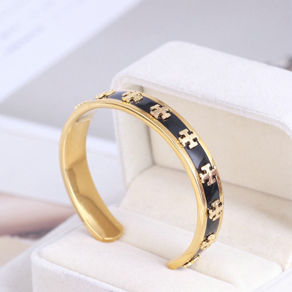 Tory Burch cuff bracelet black gold - Picture 5 of 9